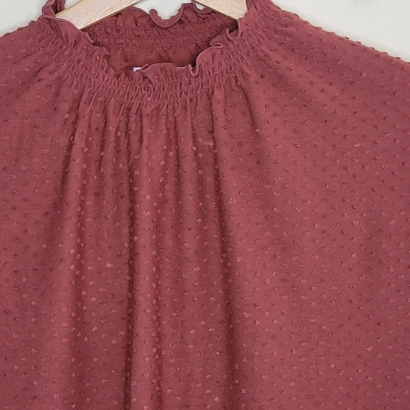 Madewell Texture & Thread | Rust Swiss Dot Cap Sleeve Blouse Size XS - Picture 2 of 4